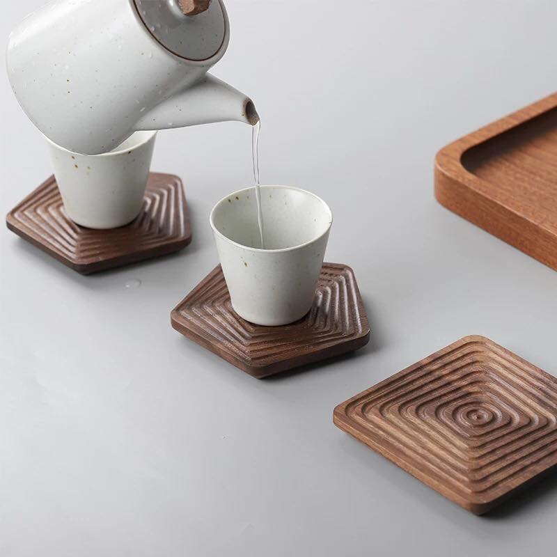 Geometry Peach Wood Coasters (Pack 4) | Furniture | Waseeh Pakistan