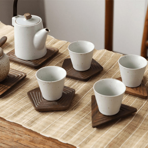 Geometry Peach Wood Coasters (Pack 4) | Furniture | Waseeh Pakistan