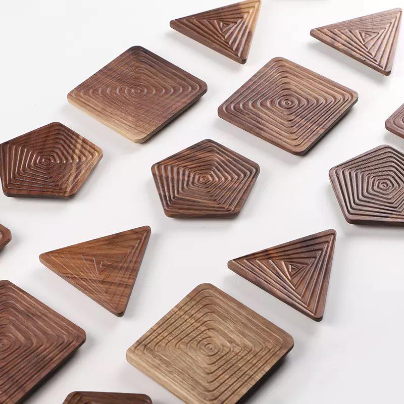 Geometry Peach Wood Coasters (Pack 4) | Furniture | Waseeh Pakistan