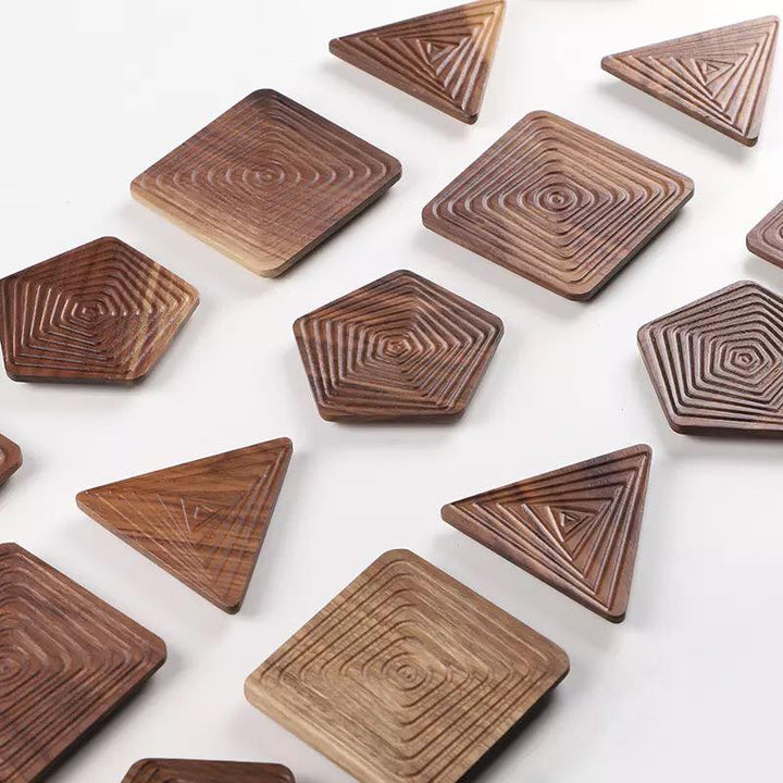 Geometry Peach Wood Coasters (Pack 4) | Furniture | Waseeh Pakistan