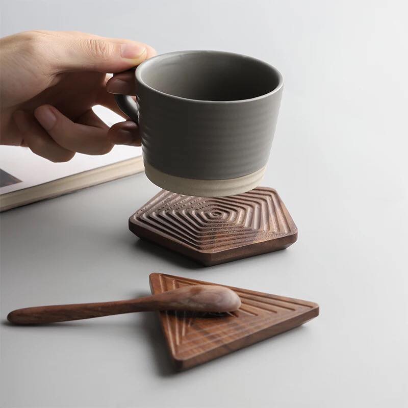 Geometry Peach Wood Coasters (Pack 4) | Furniture | Waseeh Pakistan