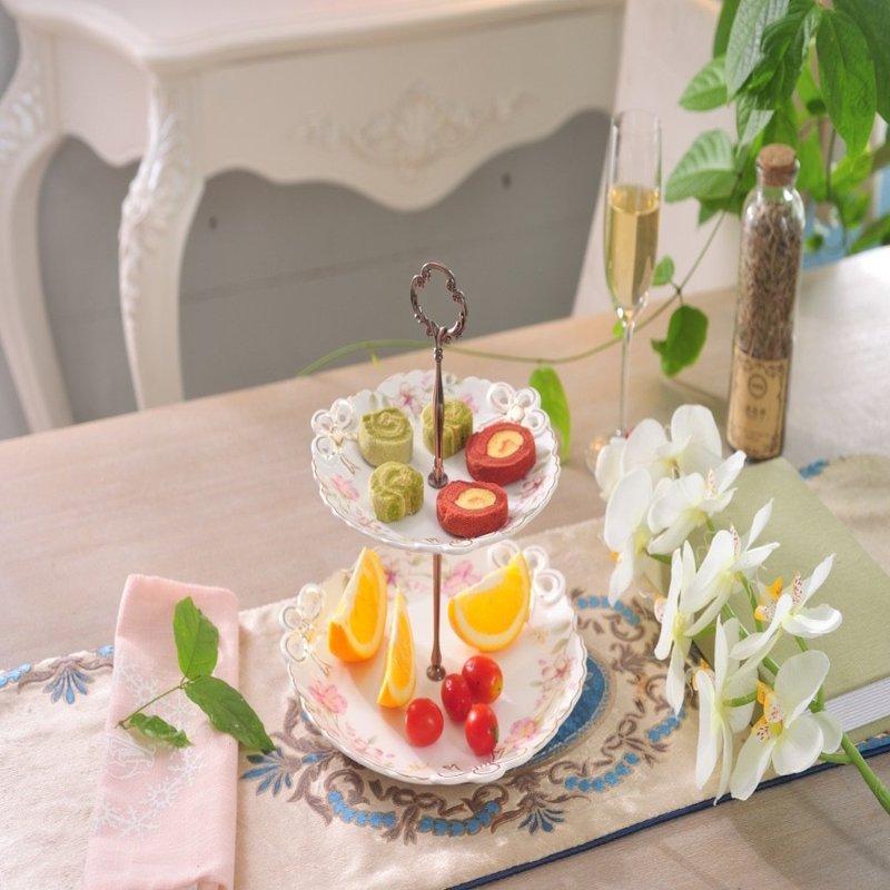 Gold Lining Dessert Tray (2 Tier) | kitchen item | Waseeh Pakistan