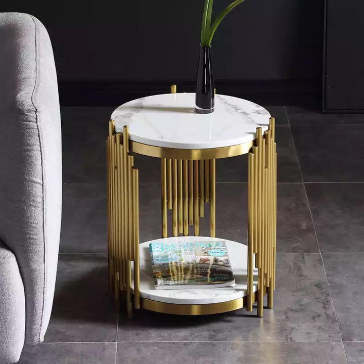 Gold Marble Living Room Lounge Decor Side Table | Furniture | Waseeh Pakistan