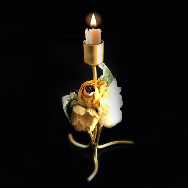 Golden Candle Stand With Flower | Home Décor | Waseeh Pakistan