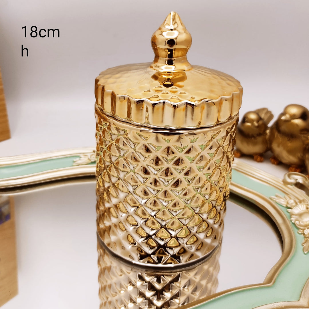 Golden Ceramic Jewelry box | Home Décor | Waseeh Pakistan