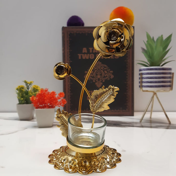 Golden Flower Candle Holder | Home Décor | Waseeh Pakistan