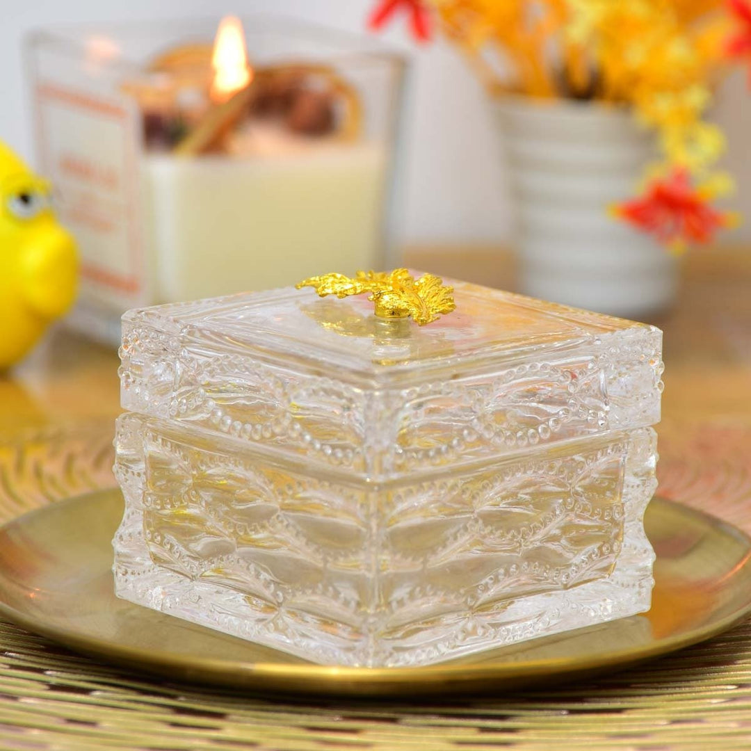 Golden Leaf Lided Candy | Home Décor | Waseeh Pakistan