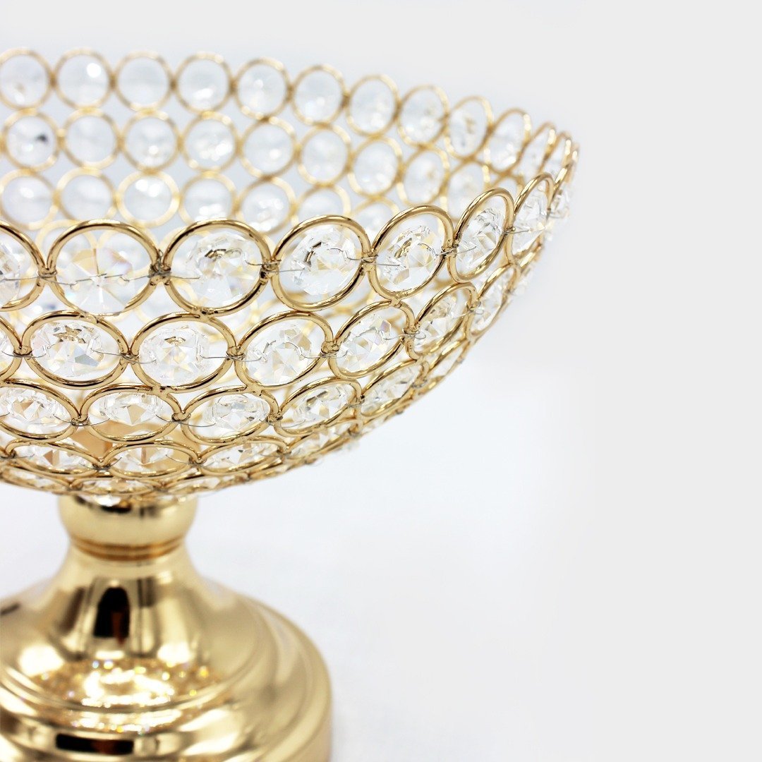 Golden Metal &amp; Crystal Bowl | Home Décor | Waseeh Pakistan