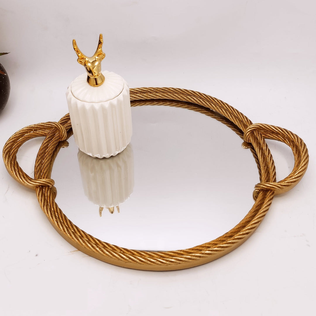 Golden Rope Mirror Tray | Home Décor | Waseeh Pakistan