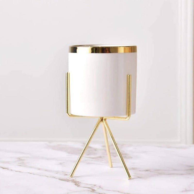 Golden Strip Ceramic Pot | Home Décor | Waseeh Pakistan
