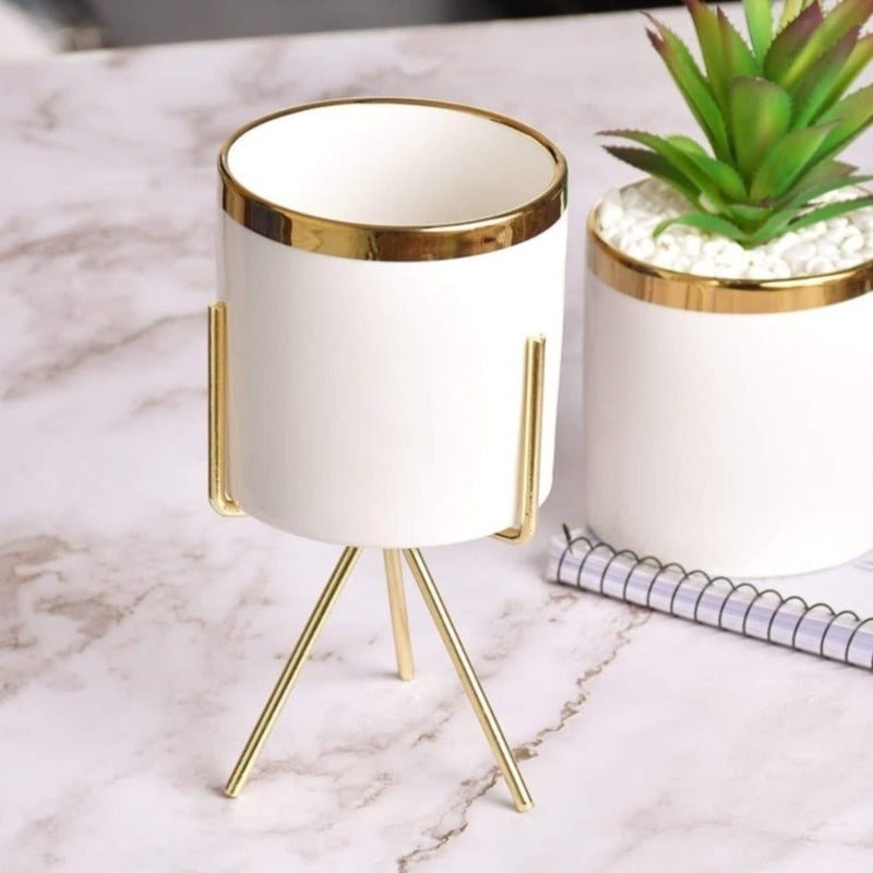 Golden Strip Ceramic Pot | Home Décor | Waseeh Pakistan