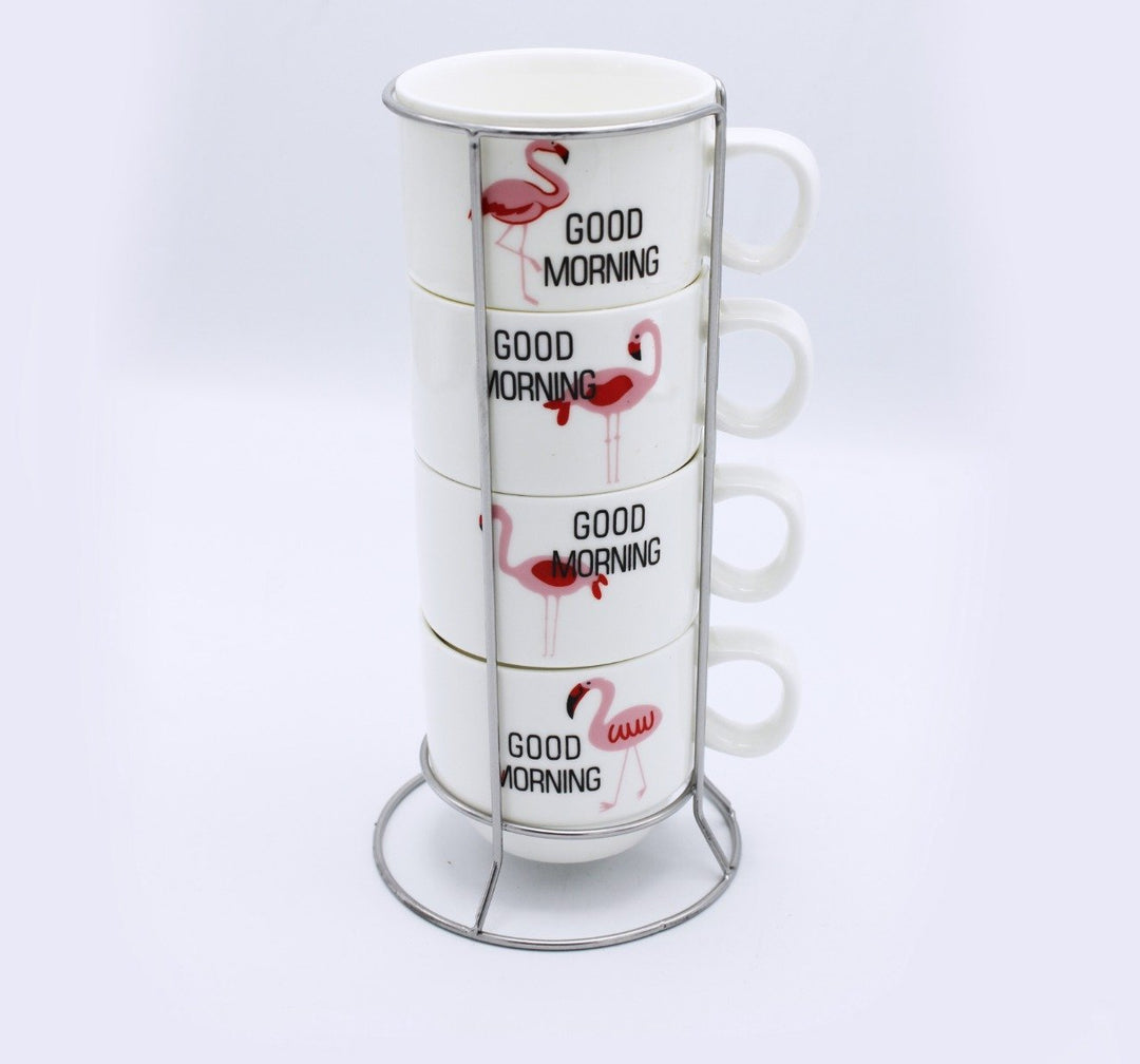 Good Morning Cup Tower - 4 Pcs | kitchen item | Waseeh Pakistan