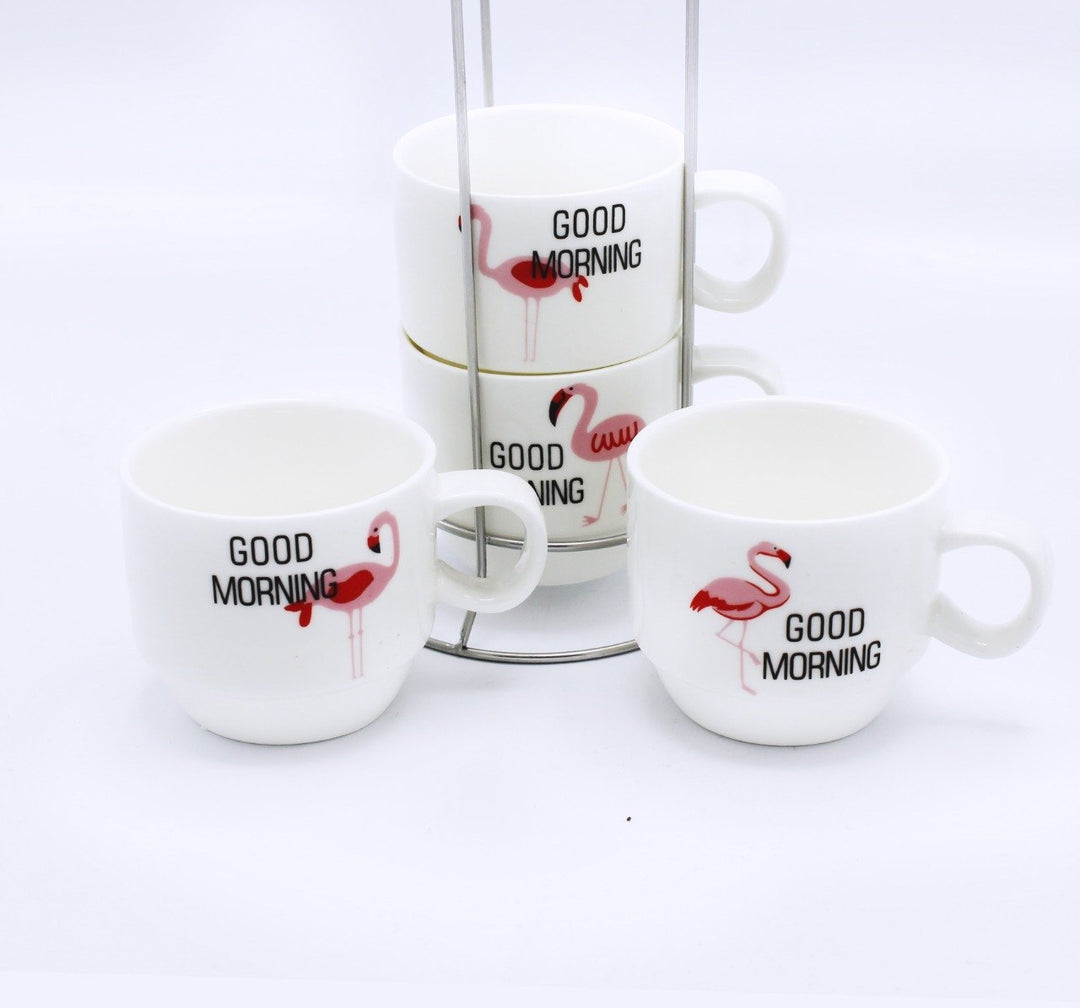 Good Morning Cup Tower - 4 Pcs | kitchen item | Waseeh Pakistan