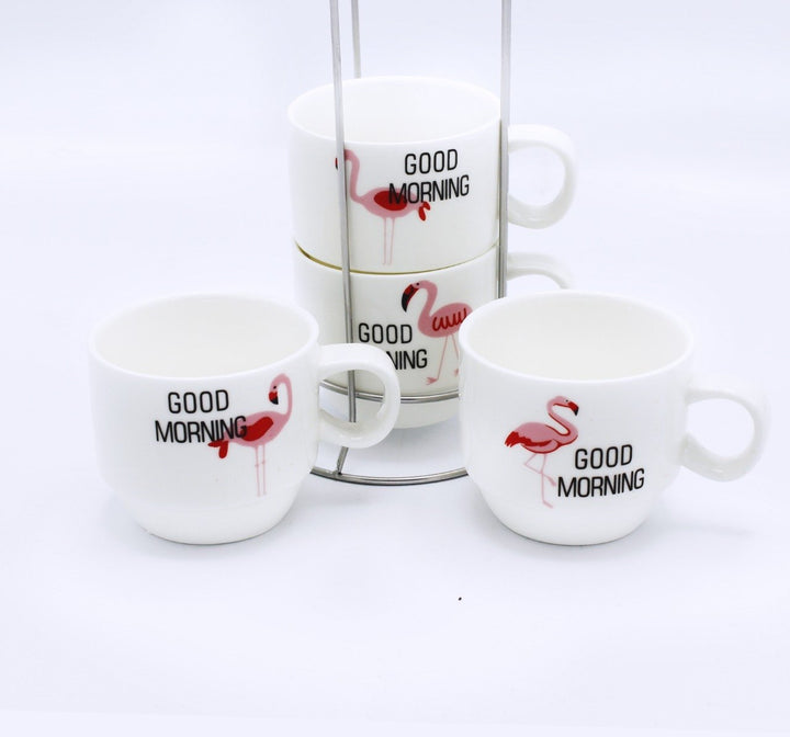Good Morning Cup Tower - 4 Pcs | kitchen item | Waseeh Pakistan