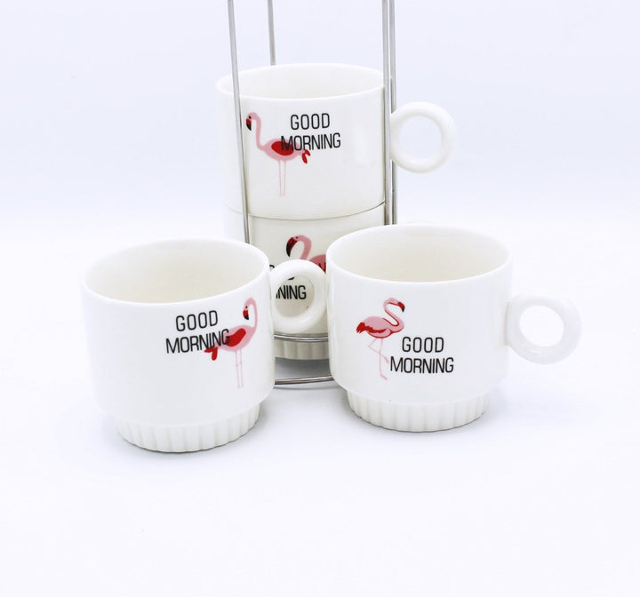 Good Morning Cup Tower - 4 Pcs | kitchen item | Waseeh Pakistan