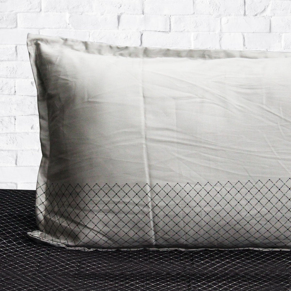 Gray & Black - Cotton Satin Bed Sheet With 2 Pillow cases | Home Décor | Waseeh Pakistan