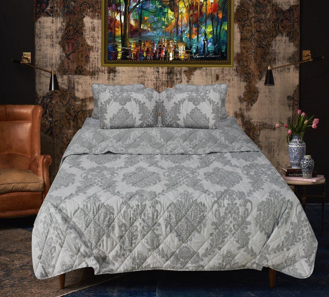 Gray Geometric - Export Quality Bed Spread Set - 6 pc | Home Décor | Waseeh Pakistan