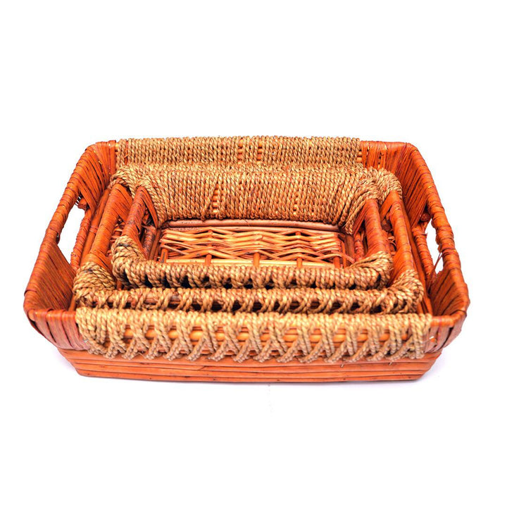 Handmade Wicker Basket (Square Shaped 3 pcs) | kitchen item | Waseeh Pakistan