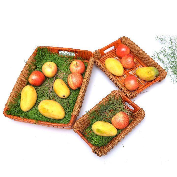 Handmade Wicker Basket (Square Shaped 3 pcs) | kitchen item | Waseeh Pakistan