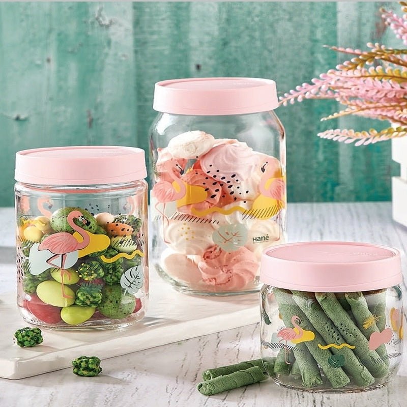 Hane Jar Set (Flamingo 3 piece) | kitchen item | Waseeh Pakistan