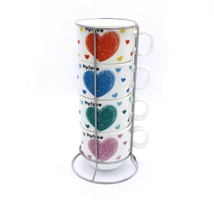 Heart Cup Tower - 4 Pcs | kitchen item | Waseeh Pakistan