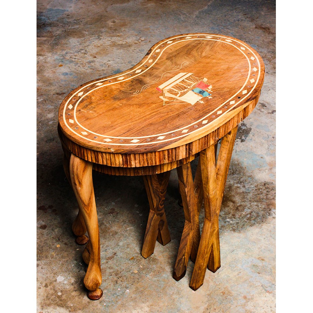 Heart Nesting Living Lounge Drawing Room Shisham Tables (Set of 3) | Furniture | Waseeh Pakistan