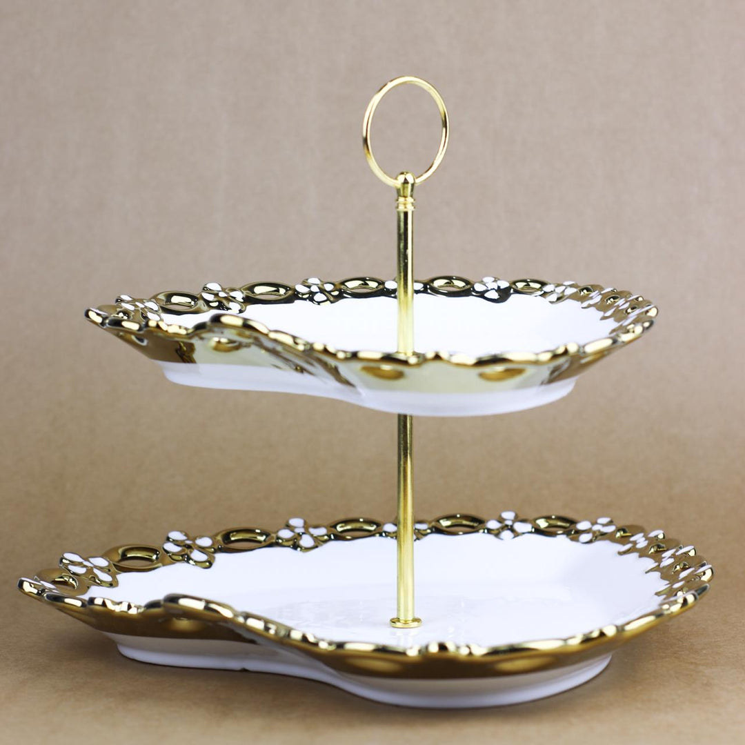 Heart shaped golden borders cupcake plate | kitchen item | Waseeh Pakistan