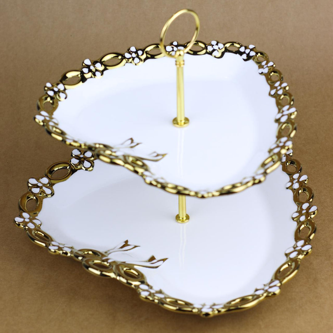 Heart shaped golden borders cupcake plate | kitchen item | Waseeh Pakistan