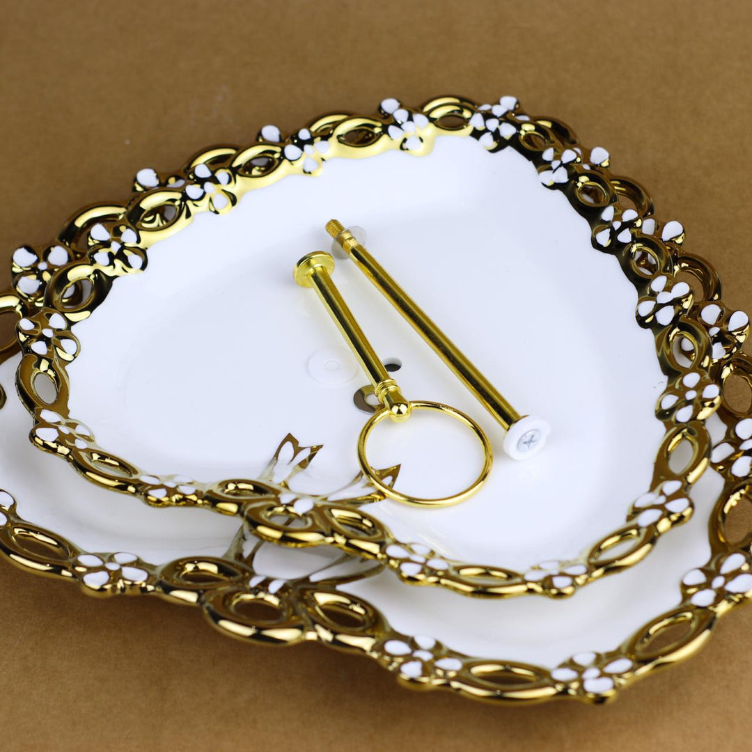 Heart shaped golden borders cupcake plate | kitchen item | Waseeh Pakistan
