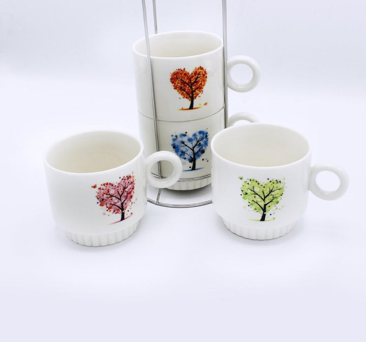Heart tree Cup Tower - 4 Pcs | kitchen item | Waseeh Pakistan