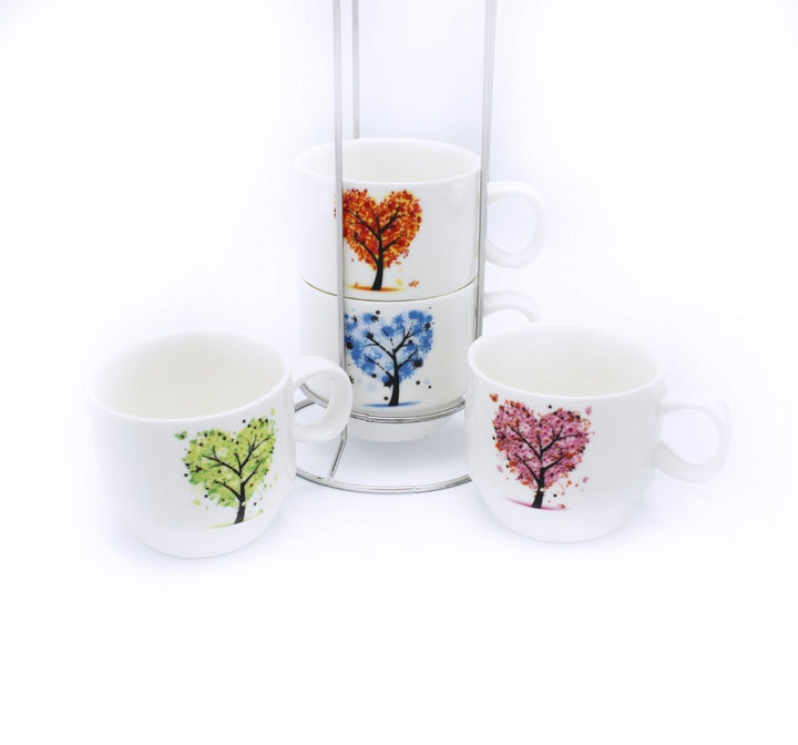 Heart tree Cup Tower - 4 Pcs | kitchen item | Waseeh Pakistan