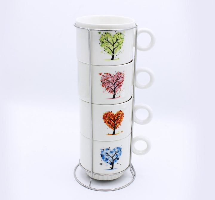 Heart tree Cup Tower - 4 Pcs | kitchen item | Waseeh Pakistan