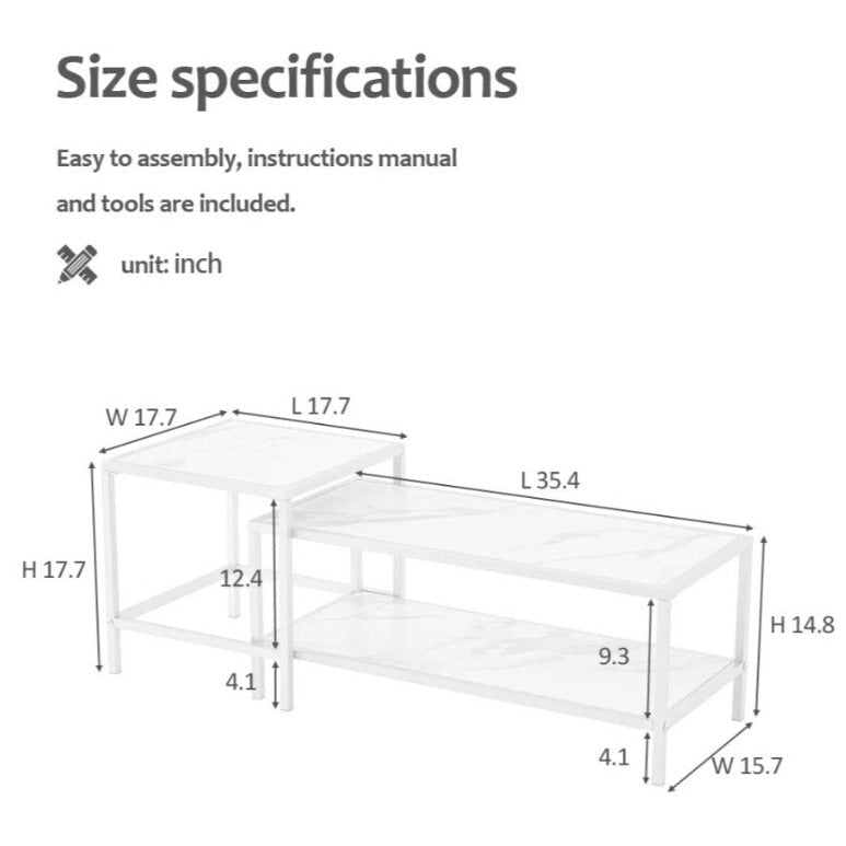 Heaten Gold Living Lounge Drawing Room Nesting Tables (Set of 2) | Furniture | Waseeh Pakistan