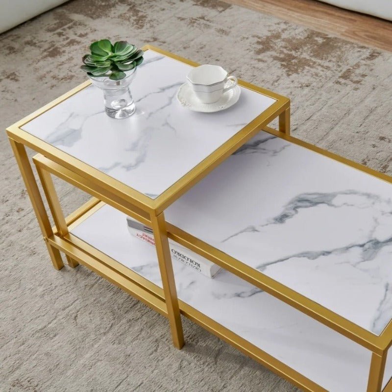 Heaten Gold Living Lounge Drawing Room Nesting Tables (Set of 2) | Furniture | Waseeh Pakistan