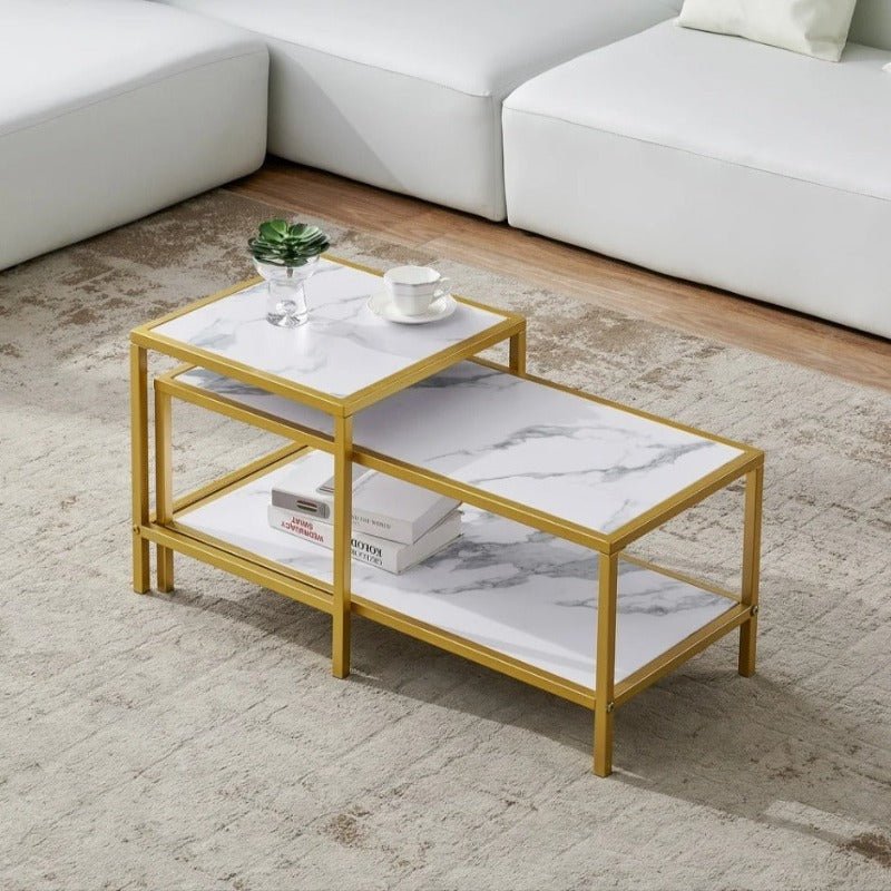 Heaten Gold Living Lounge Drawing Room Nesting Tables (Set of 2) | Furniture | Waseeh Pakistan