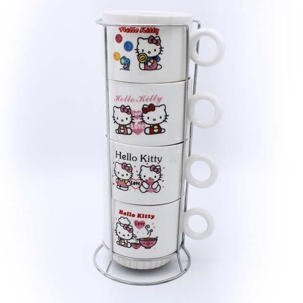 Hello Kitty Cup Tower - 4 Pcs | kitchen item | Waseeh Pakistan