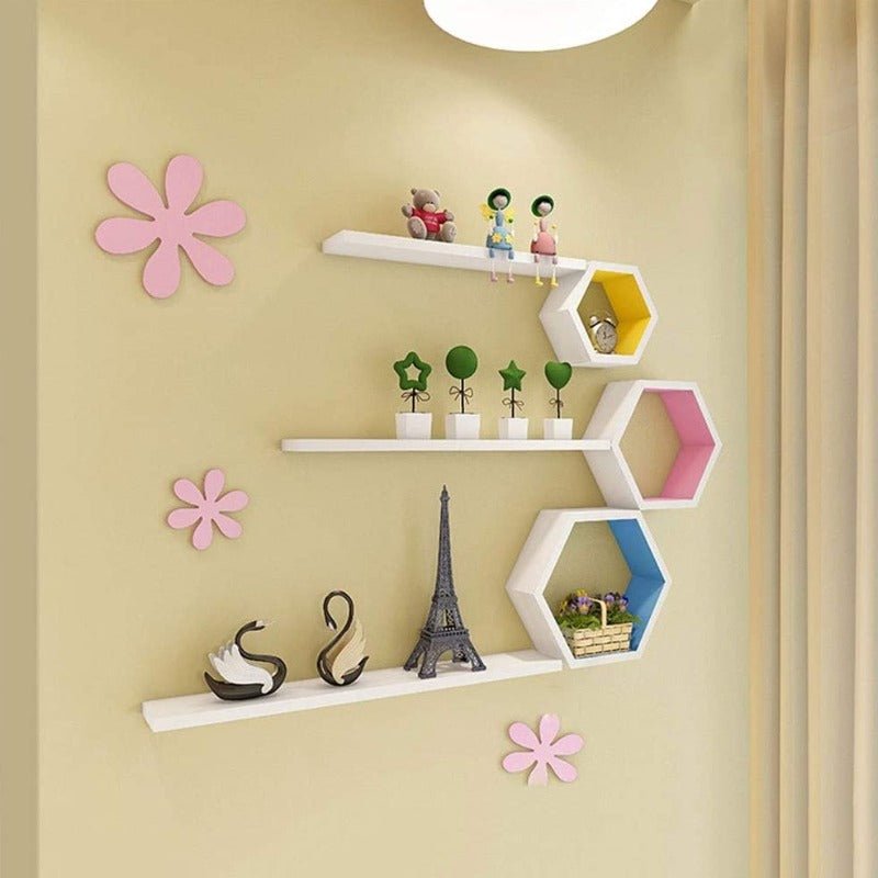 Hexa Maze Kids Bedroom Living Drawing Room Floating Shelve (Set of 3) | Furniture | Waseeh Pakistan