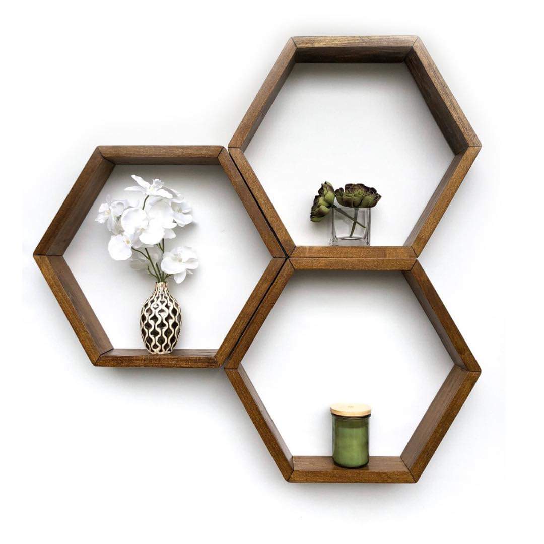 Hexagonal Wooden Shelves | Furniture | Waseeh Pakistan