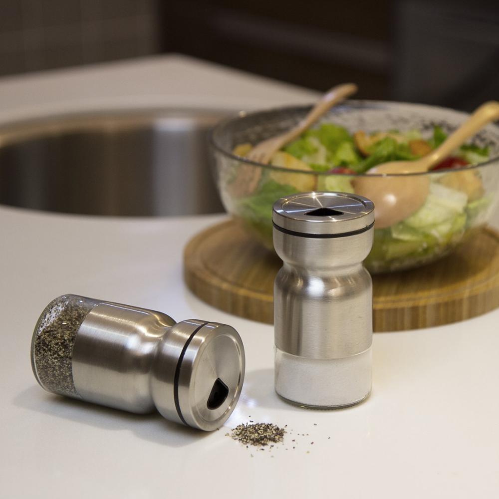 Home Puff Metal Spice Bottle with Stand 130mL, Set of 2 | kitchen item | Waseeh Pakistan