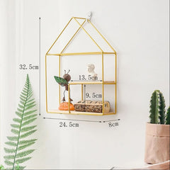 Wall-Mounted Lounge Living Drawing Room Floating Metal Solid Wood House Frame Decor - waseeh.com