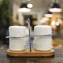 Salt and Pepper Shaker With Bamboo Base - waseeh.com
