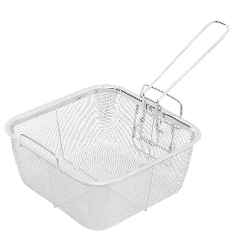 Non Stick Square Kitchen With Handle Oil Strainer Portable Stainless Steel Frying Basket - waseeh.com