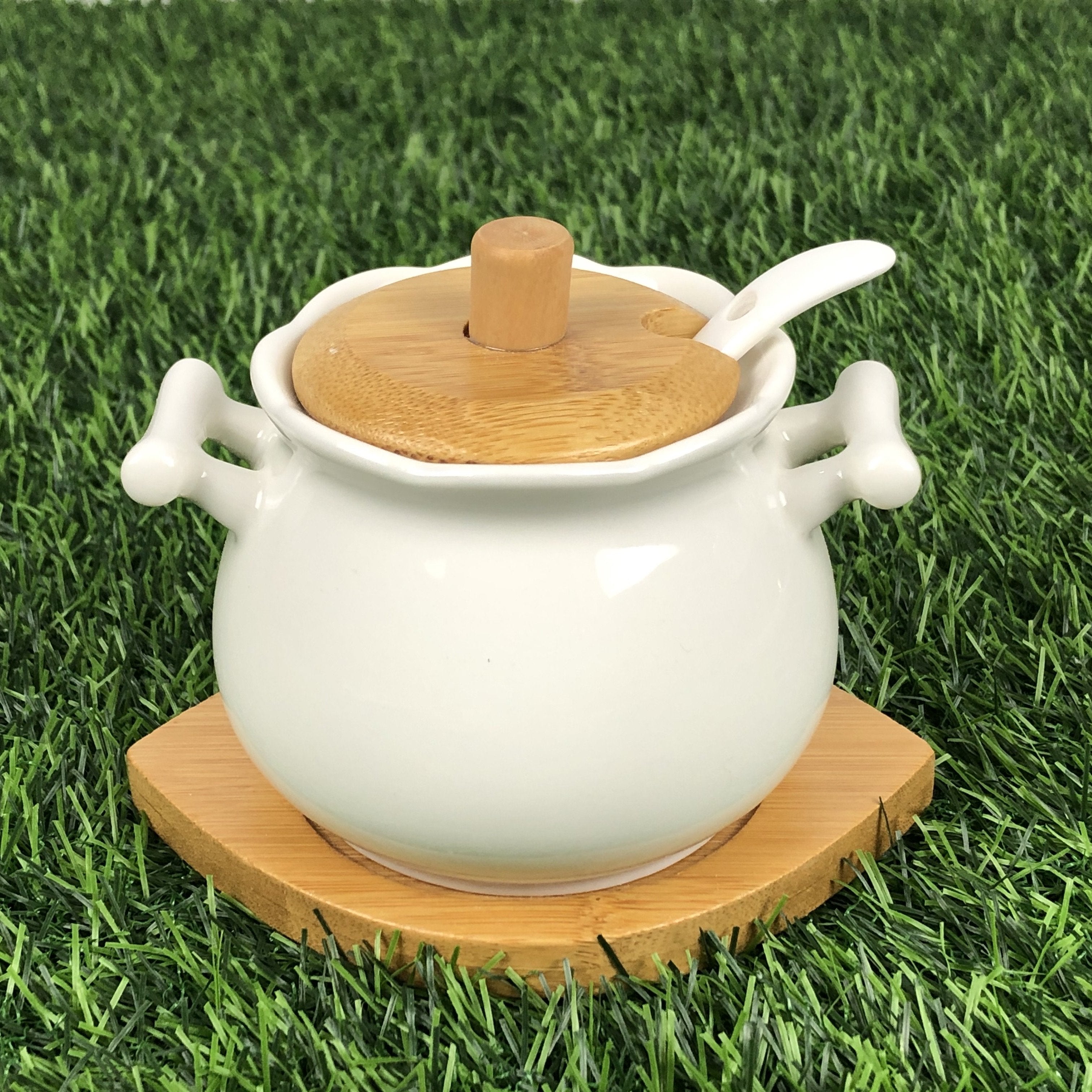 Sugar Pot Set With Wooden Lid - waseeh.com