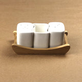 Imperial Ceramic Salt and Pepper Set With Bamboo Base - waseeh.com
