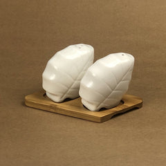 Imperial Ceramic Salt and Pepper Set With Bamboo Base - waseeh.com