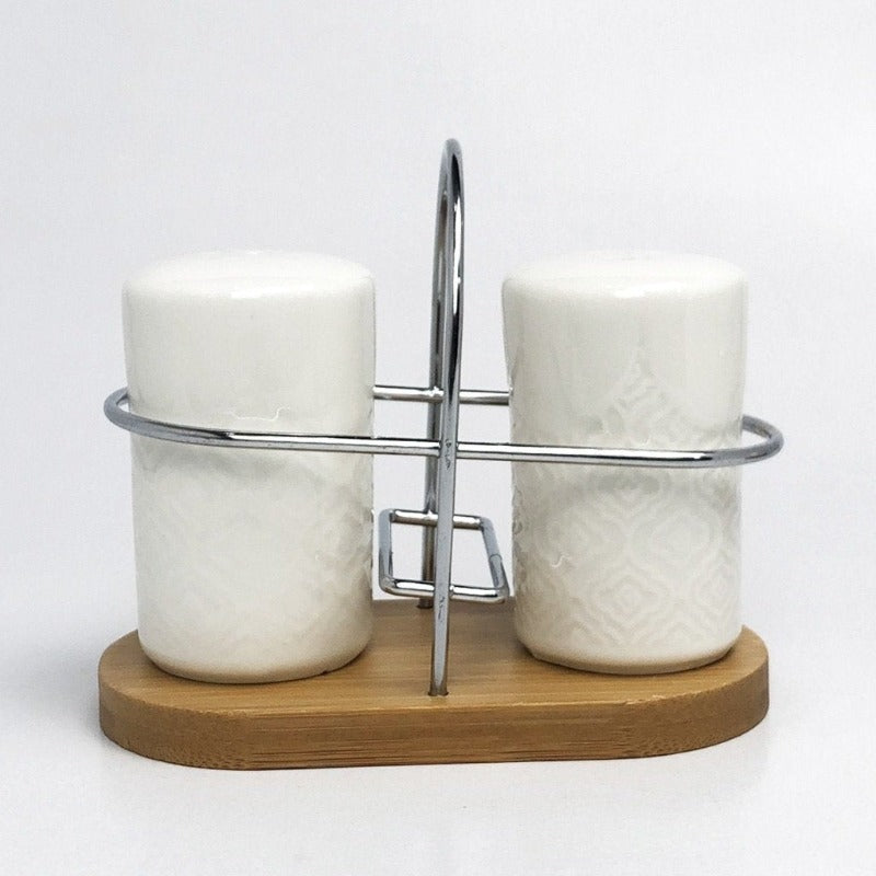 Salt and Pepper Shaker With Bamboo Base - waseeh.com