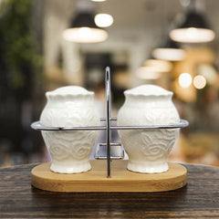 Salt and Pepper Shaker With Bamboo Base - waseeh.com