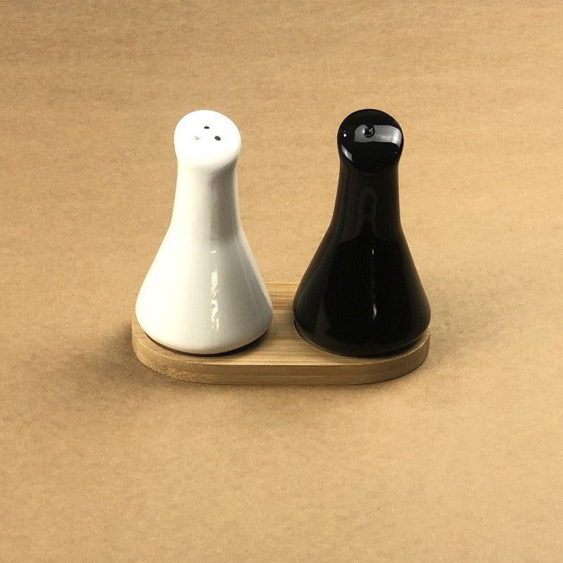 Imperial Ceramic Salt and Pepper Set With Bamboo Base | kitchen item | Waseeh Pakistan