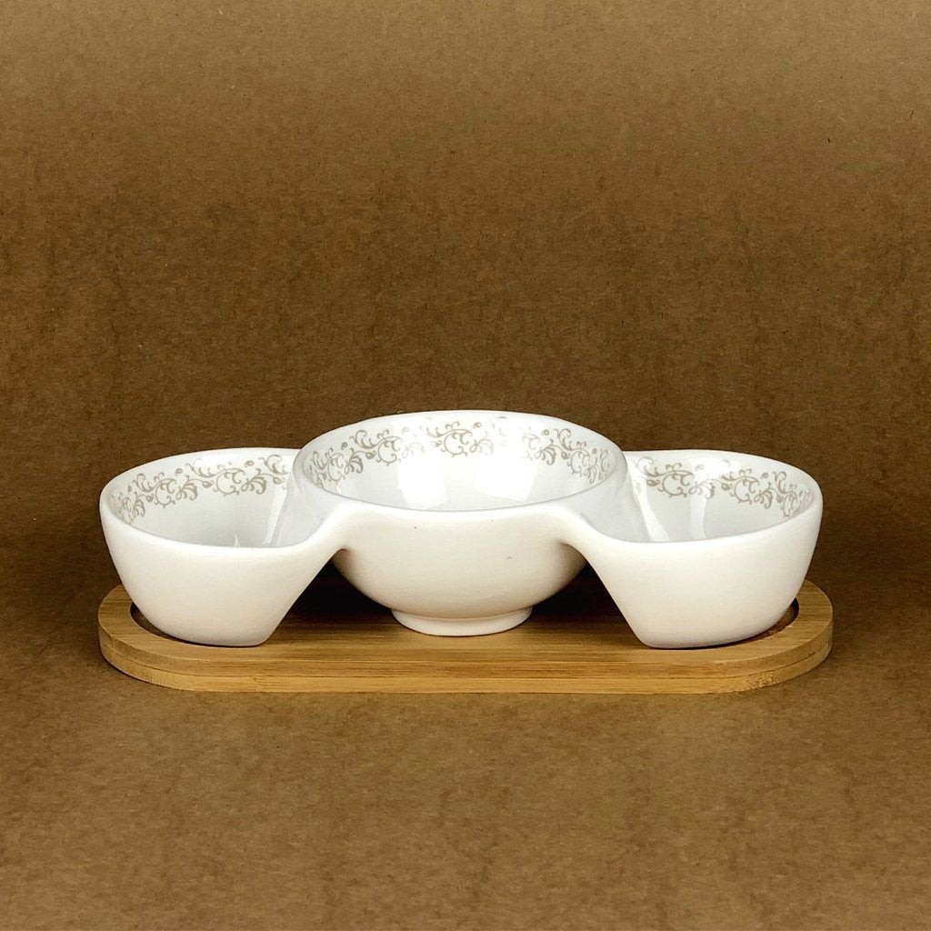 Imperial Serving Dish Set With Bamboo Base - Ceramic | kitchen item | Waseeh Pakistan