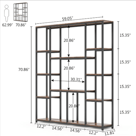 Industrial Blend Storage Bookcase Shelve Organizer Rack Decor | Furniture | Waseeh Pakistan